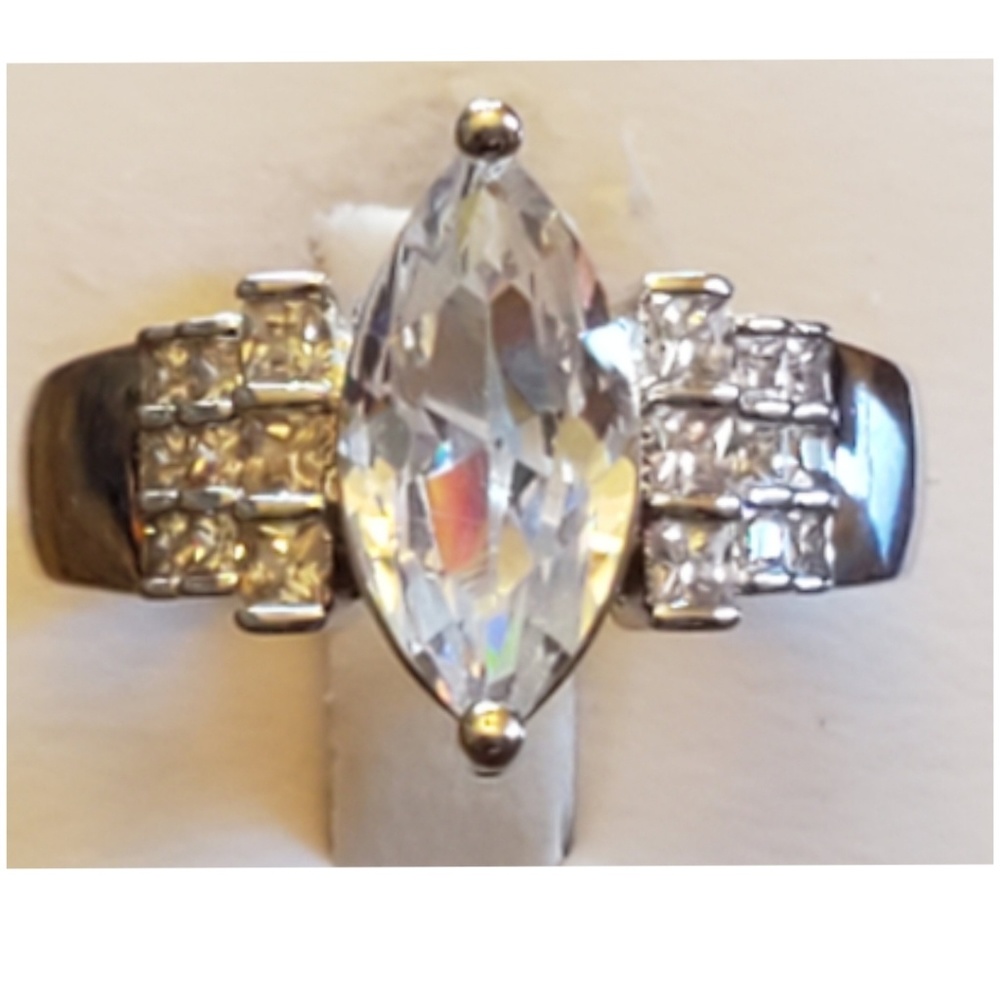 Genuin 4ct Marquis and Princess Cut Topaz Ring 9.5